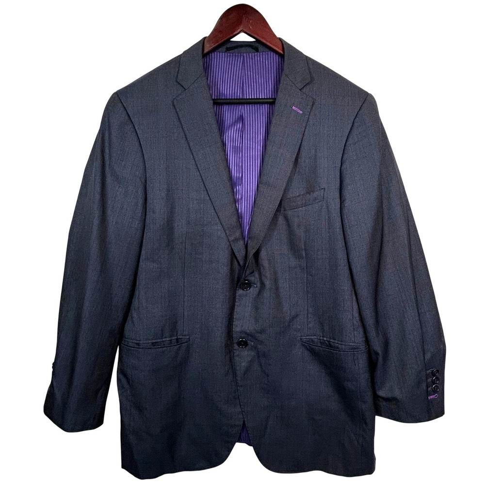 Holland & Sherry Khotan Silk Blazer Mens 42R Gray Plaid Merino Wool Savile Row